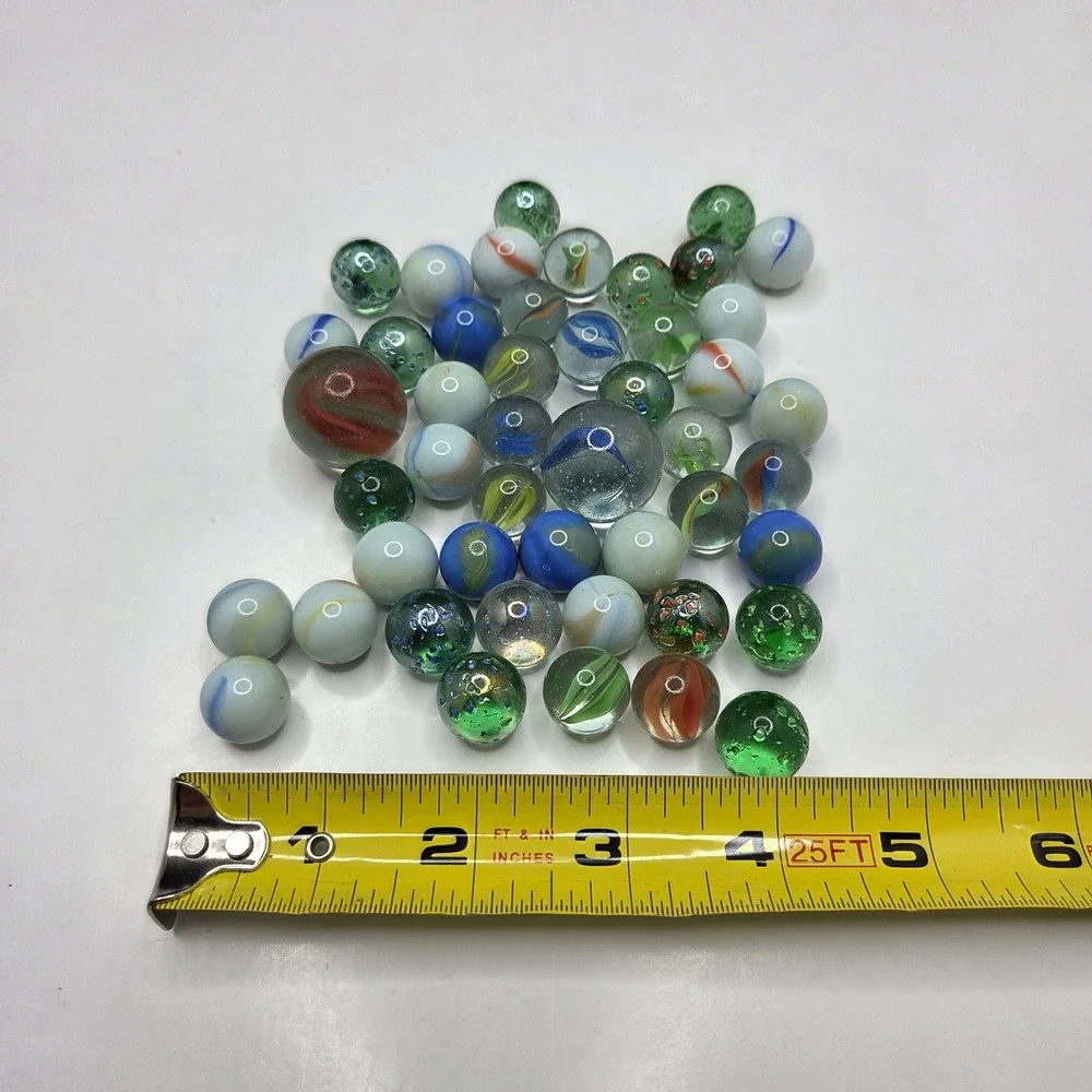 Vintage Glass Marbles Lot Mixed Cat Eye Swirl Shooters Multi Color 40+ Pc Bulk